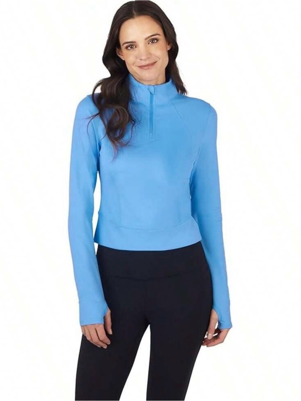 Yogalicious Lux Crosstrain Half Zip Jacket Marina Blue Size Small NWT